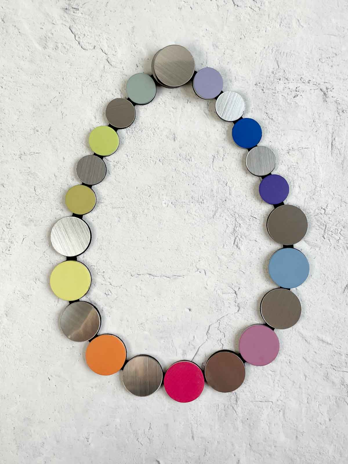 Iskin Sisters Colors Circle Necklace, Silver Multi - Statement Boutique
