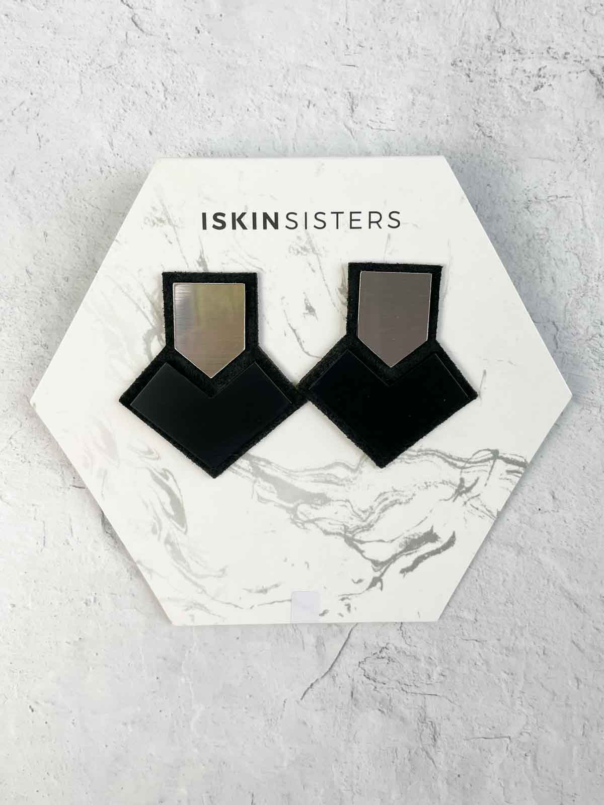Iskin Sisters Stellar Earrings, Silver Black - Statement Boutique