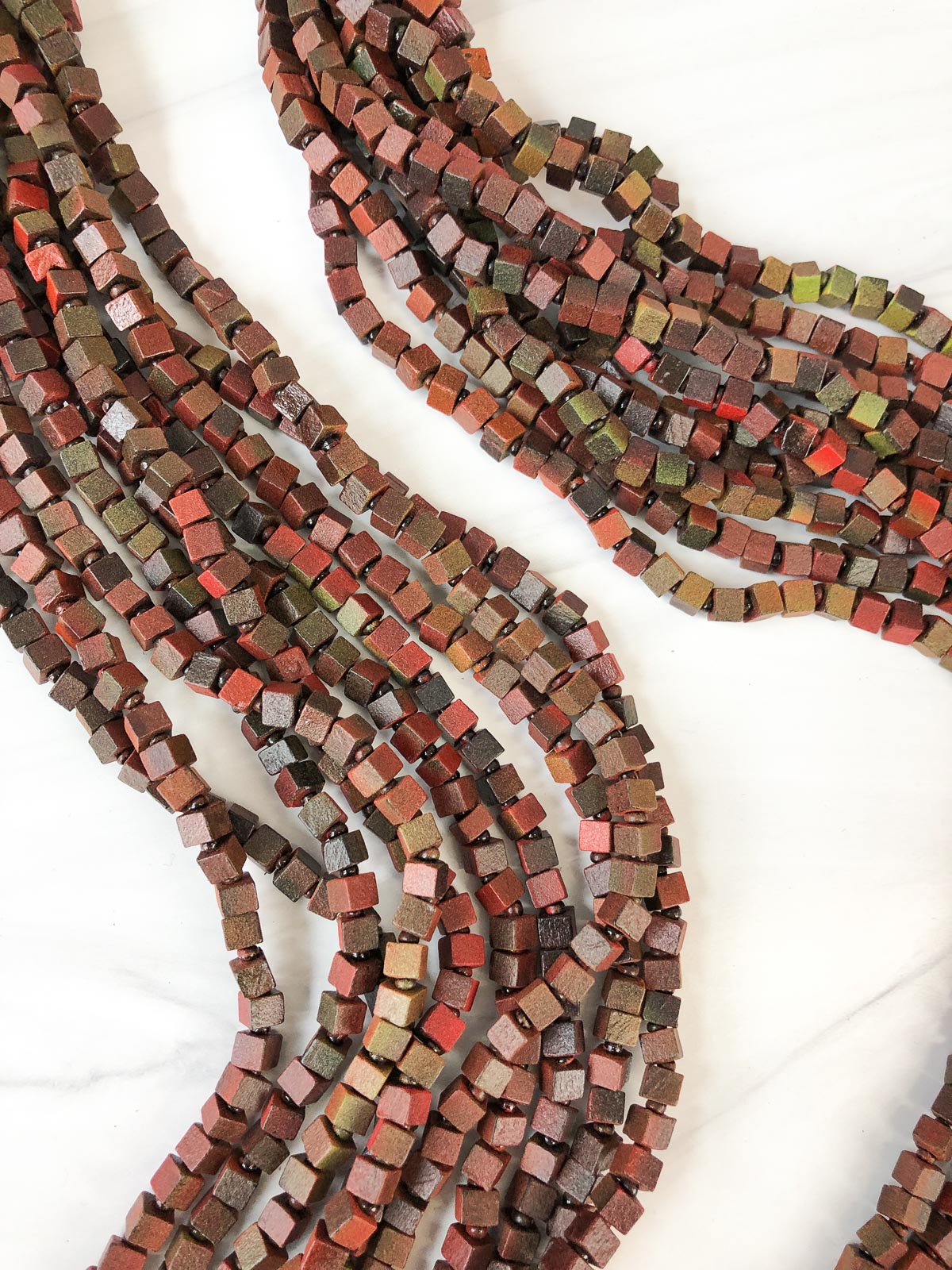 Jianhui London Hand Painted The Next Pashmina Beaded Necklace, Wine/Green - Statement Boutique