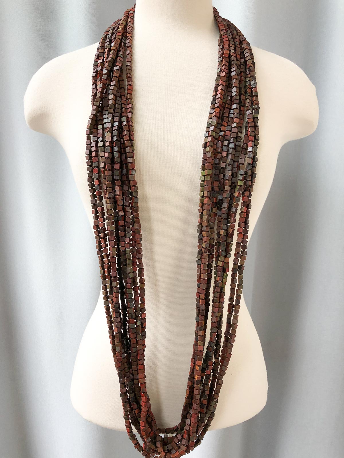 Jianhui London Hand Painted The Next Pashmina Beaded Necklace, Wine/Green - Statement Boutique