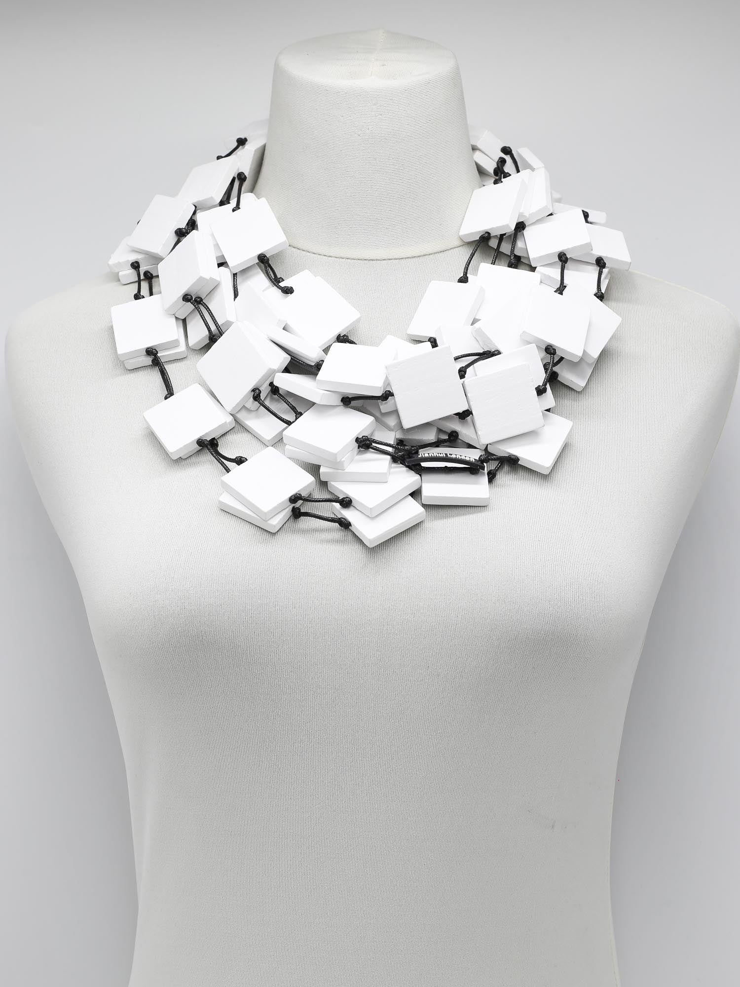 Jianhui London Long 5 Strand Squares Necklace, White - Statement Boutique