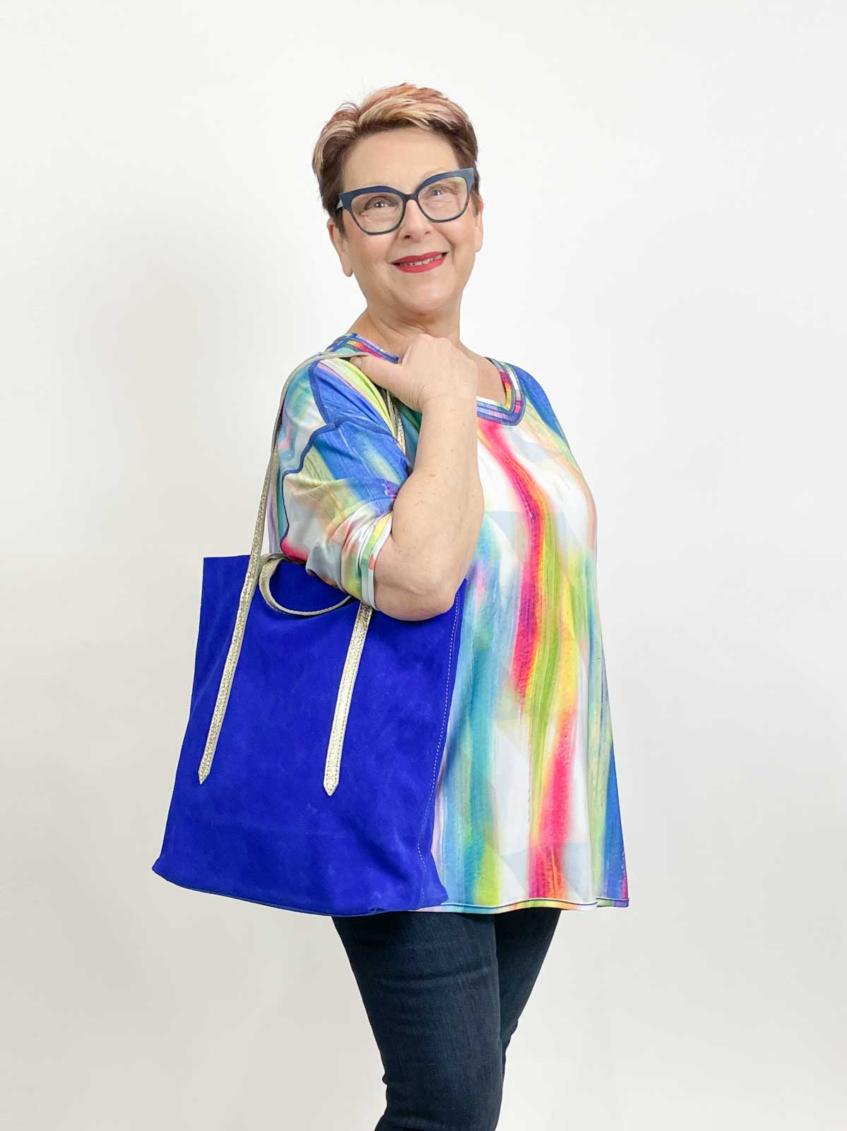 Jijou Capri Sybille Suede Tote, Cobalt - Statement Boutique