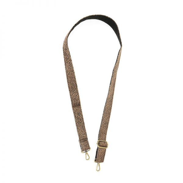 Joy Susan 1.25&quot; Guitar Strap, Brown Mini Cheetah Faux Fur