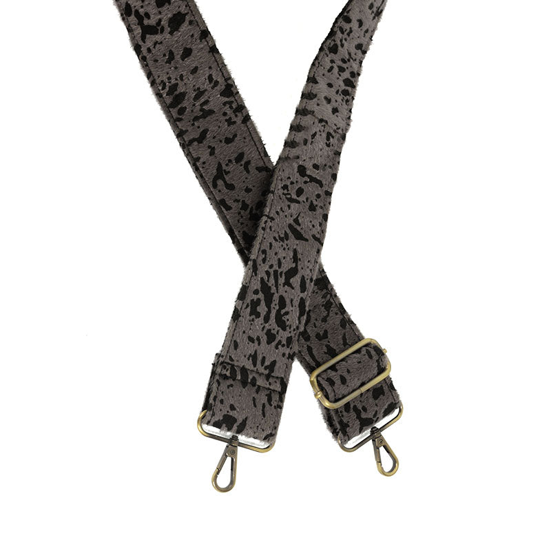 Joy Susan 2&quot; Guitar Strap, Grey Abstract Faux Fur