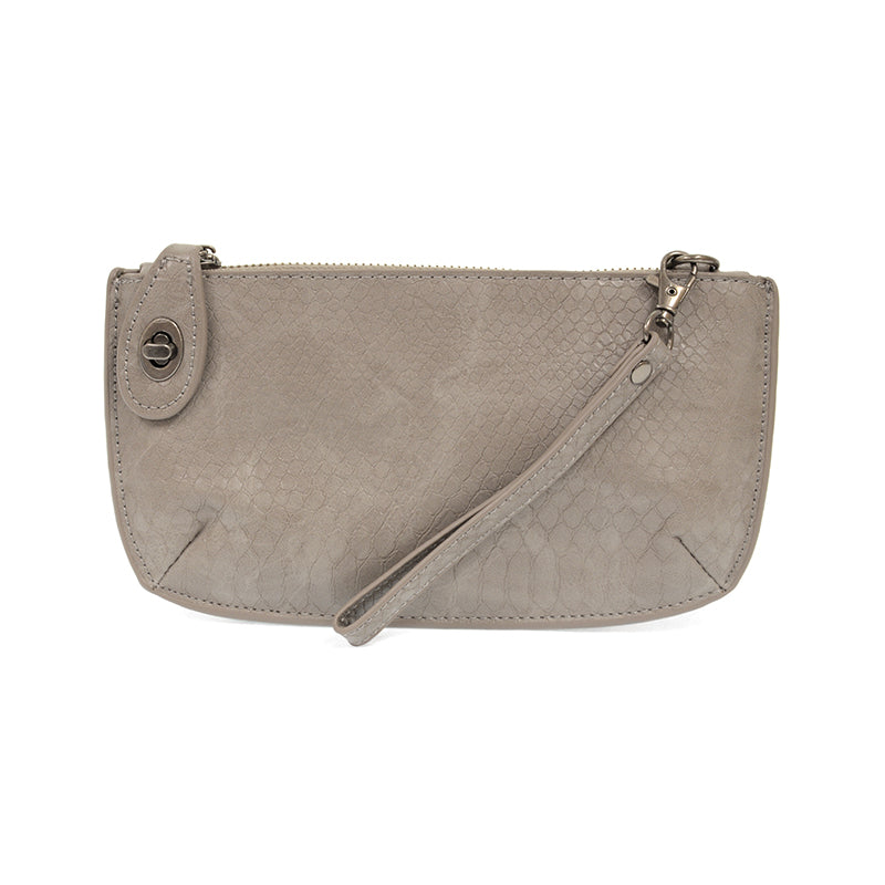Joy Susan Python Mini Crossbody Wristlet Clutch, Smoke Grey
