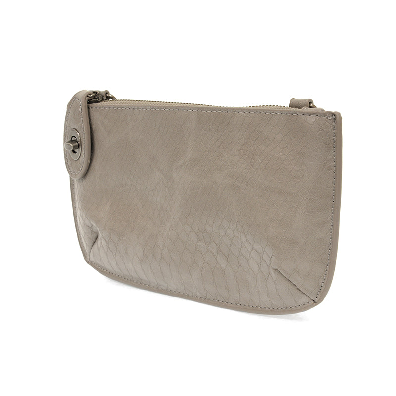 Joy Susan Python Mini Crossbody Wristlet Clutch, Smoke Grey