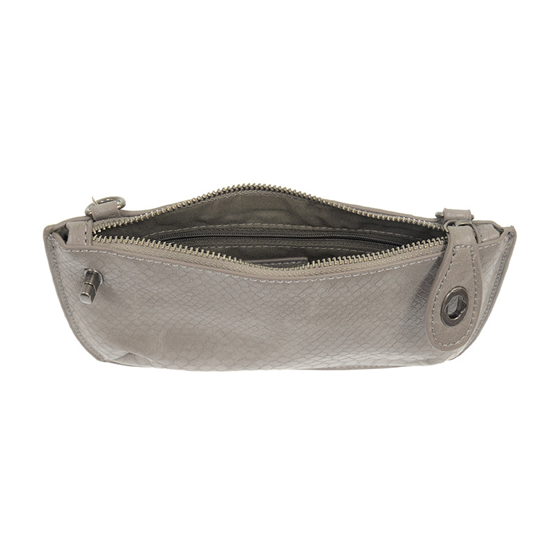 Joy Susan Python Mini Crossbody Wristlet Clutch, Smoke Grey