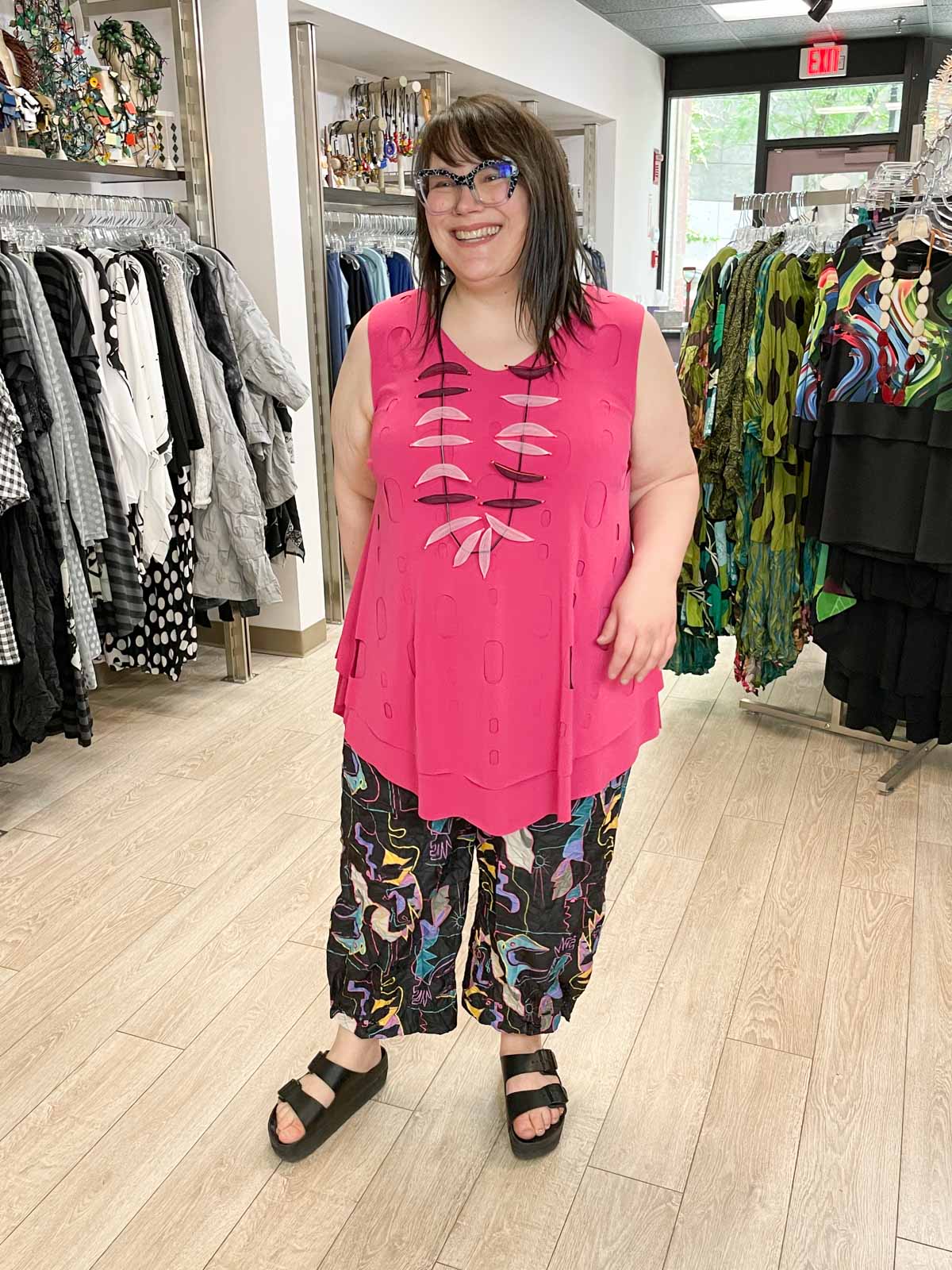 Kozan Marianna Tunic, Magenta Cut-Out - Statement Boutique