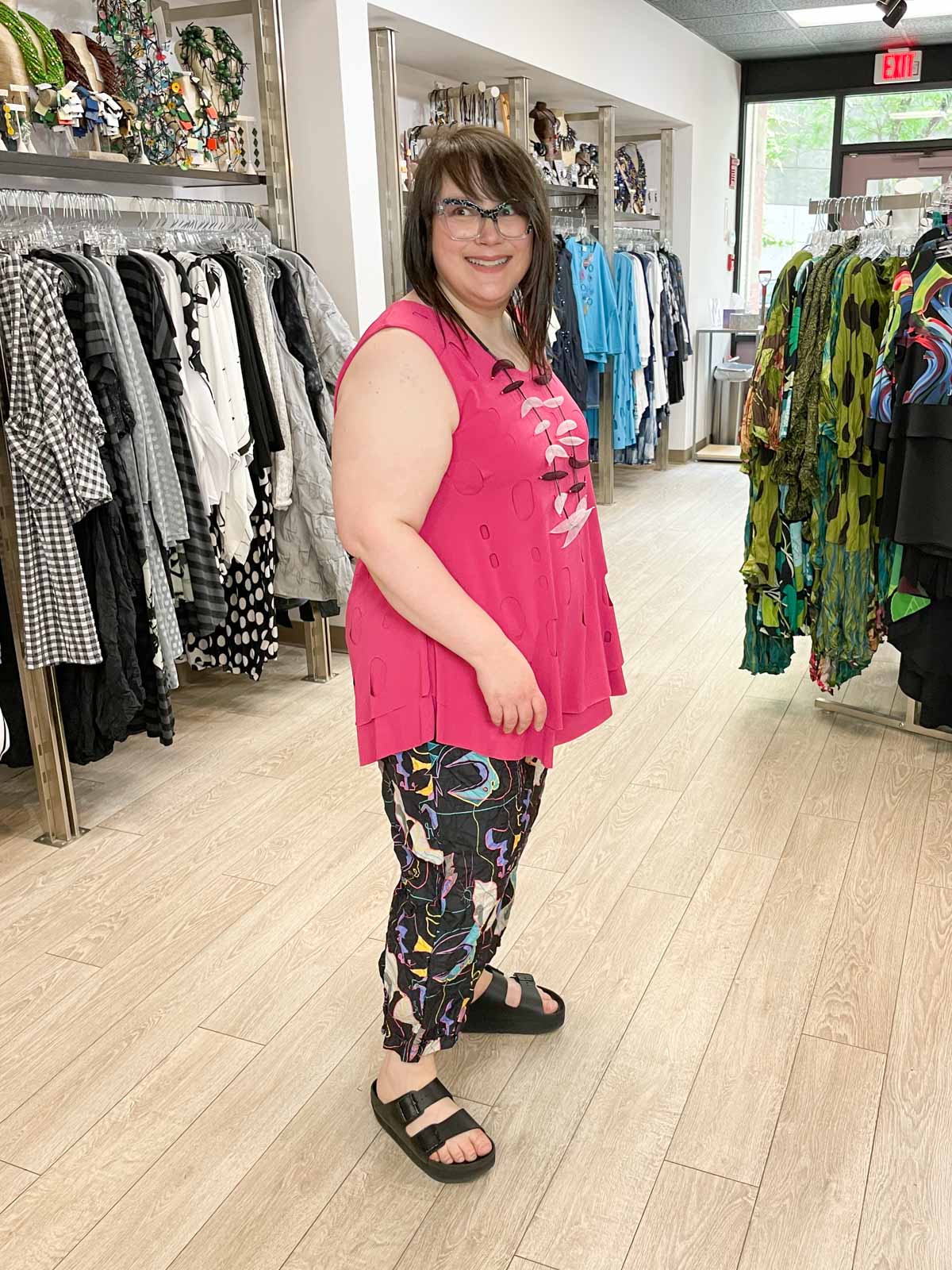 Kozan Marianna Tunic, Magenta Cut-Out - Statement Boutique