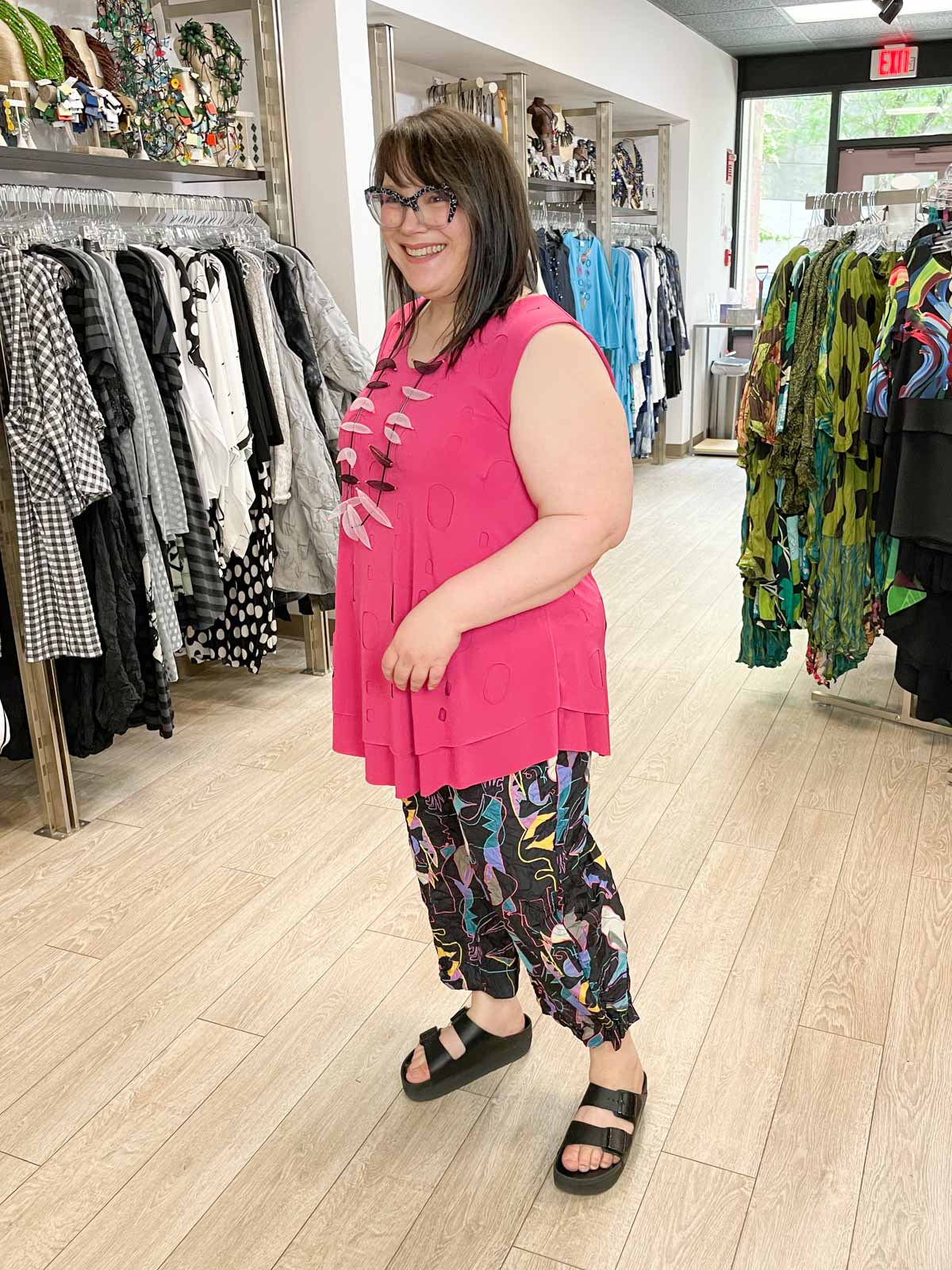 Kozan Marianna Tunic, Magenta Cut-Out - Statement Boutique