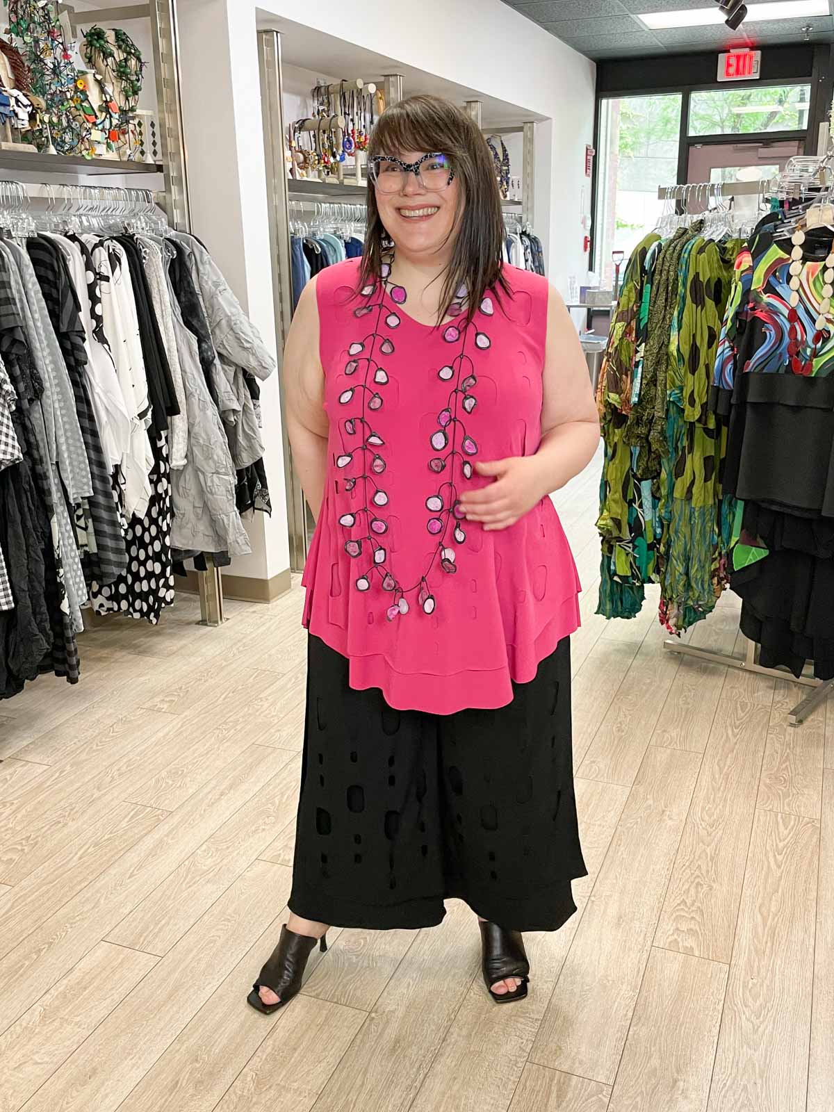 Kozan Marianna Tunic, Magenta Cut-Out - Statement Boutique
