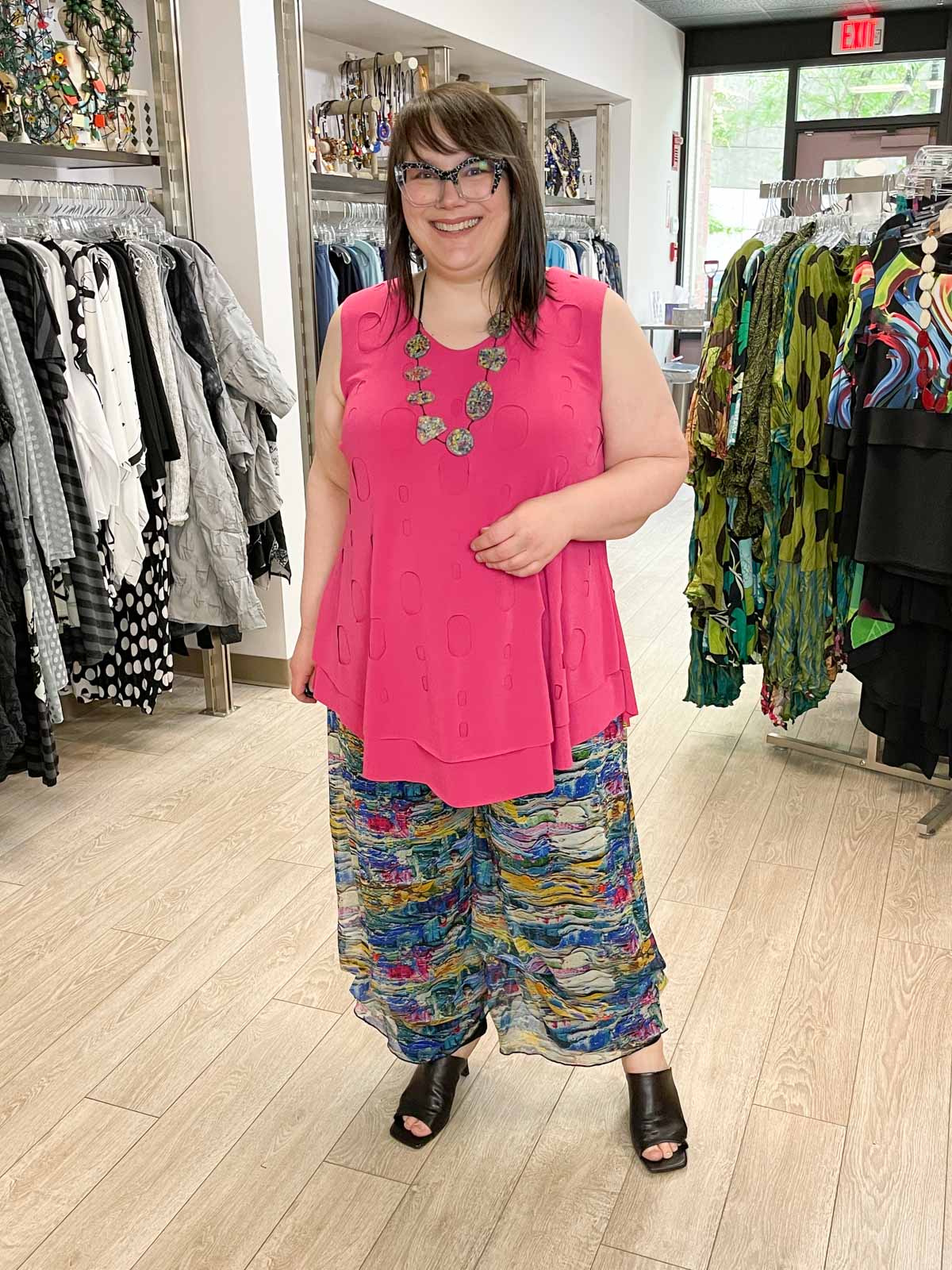 Kozan Marianna Tunic, Magenta Cut-Out - Statement Boutique