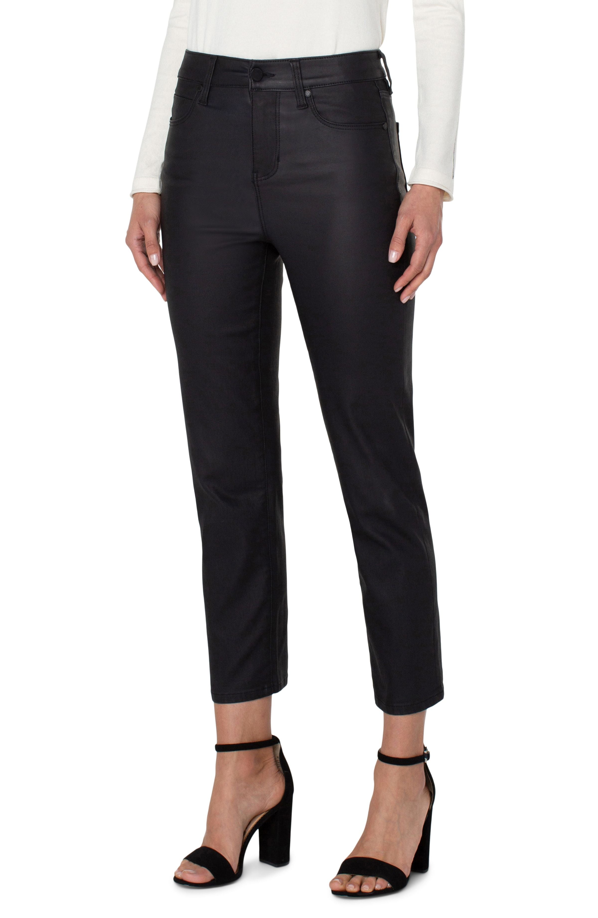 Liverpool Los Angeles Kennedy High Rise Straight Leg Crop, Black Coated - Statement Boutique