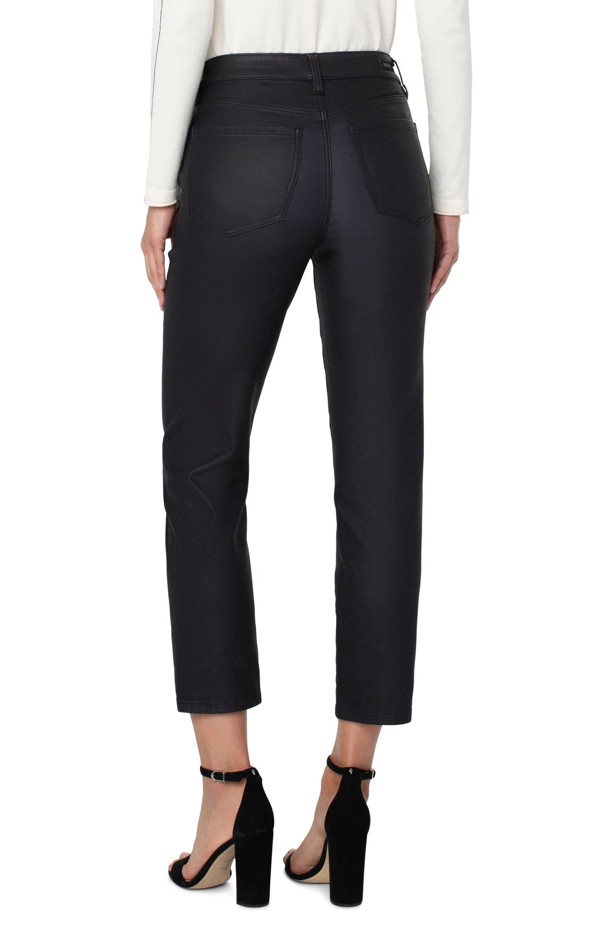 Liverpool Los Angeles Kennedy High Rise Straight Leg Crop, Black Coated - Statement Boutique