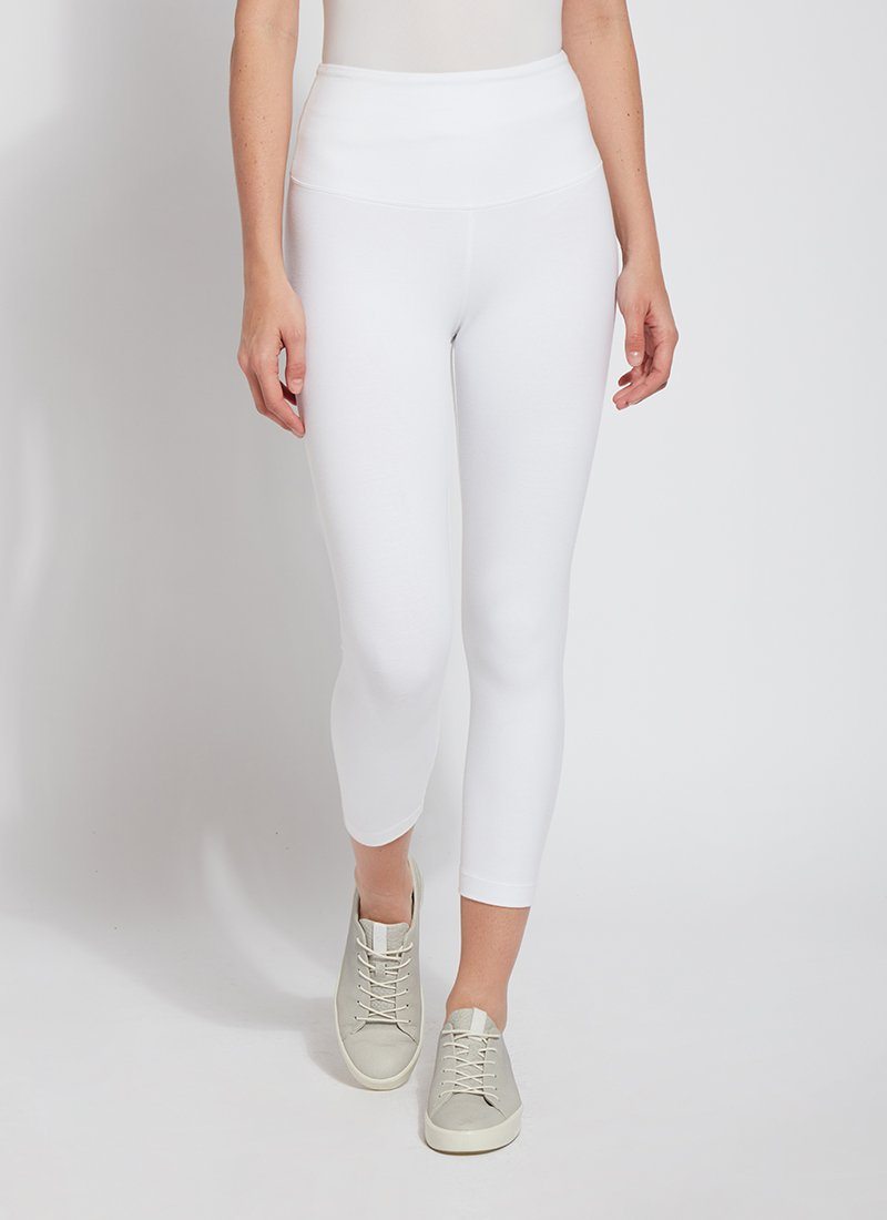 White cotton cropped leggings sale