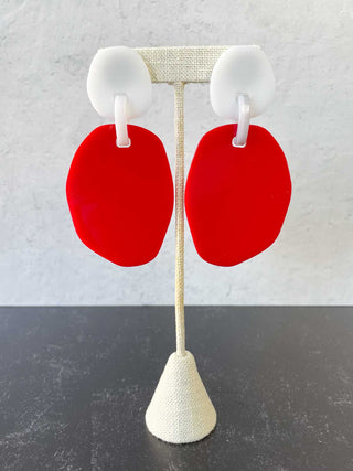 Michaela Malin Jane Earrings, Red/White - Statement Boutique