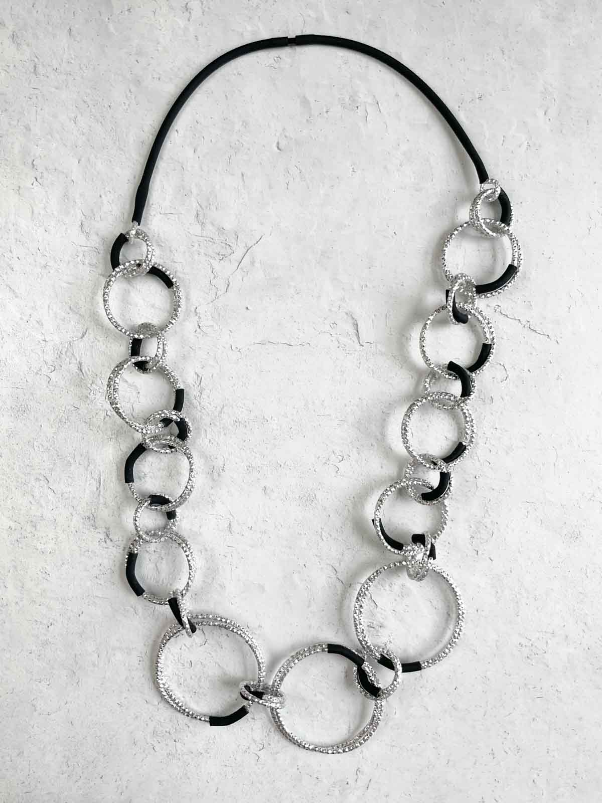 OC Jewelry X-Factor Necklace, Silver/Black - Statement Boutique
