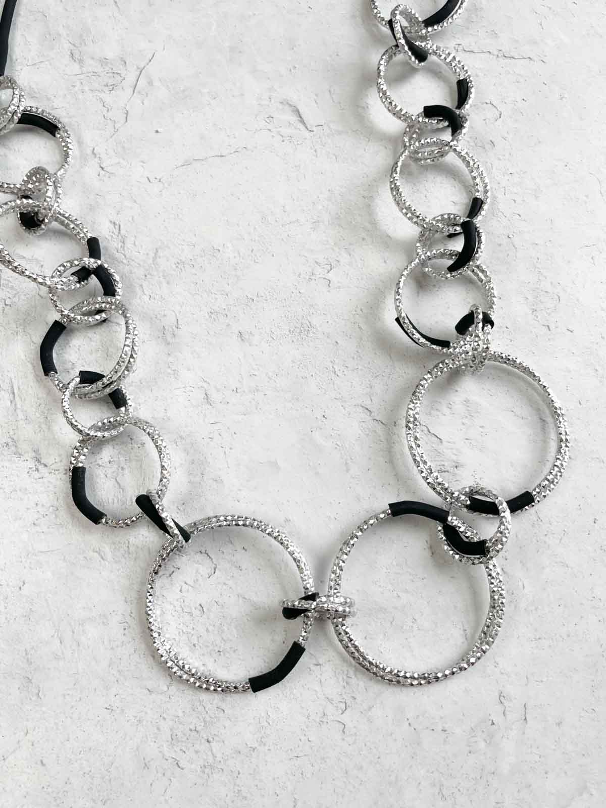 OC Jewelry X-Factor Necklace, Silver/Black - Statement Boutique