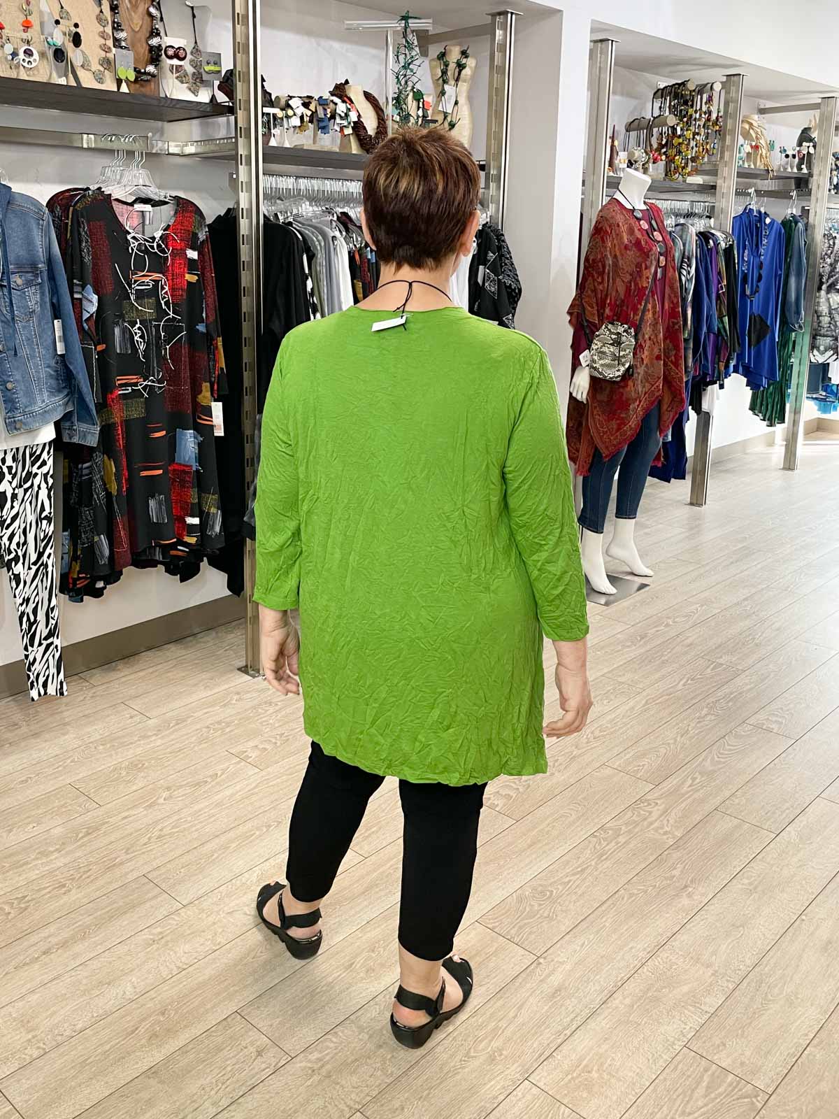 Shana Crinkle Knit Accent Pocket Tunic, Green - Statement Boutique