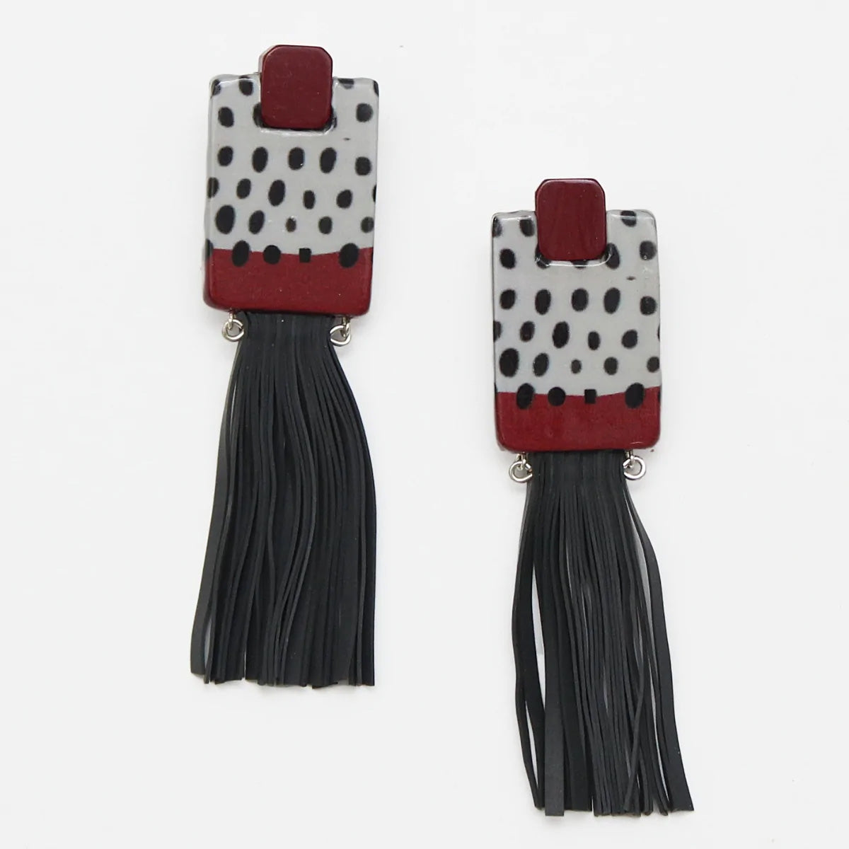 Sylca Designs Zoey Tassel Drop Earrings, Red/Black - Statement Boutique