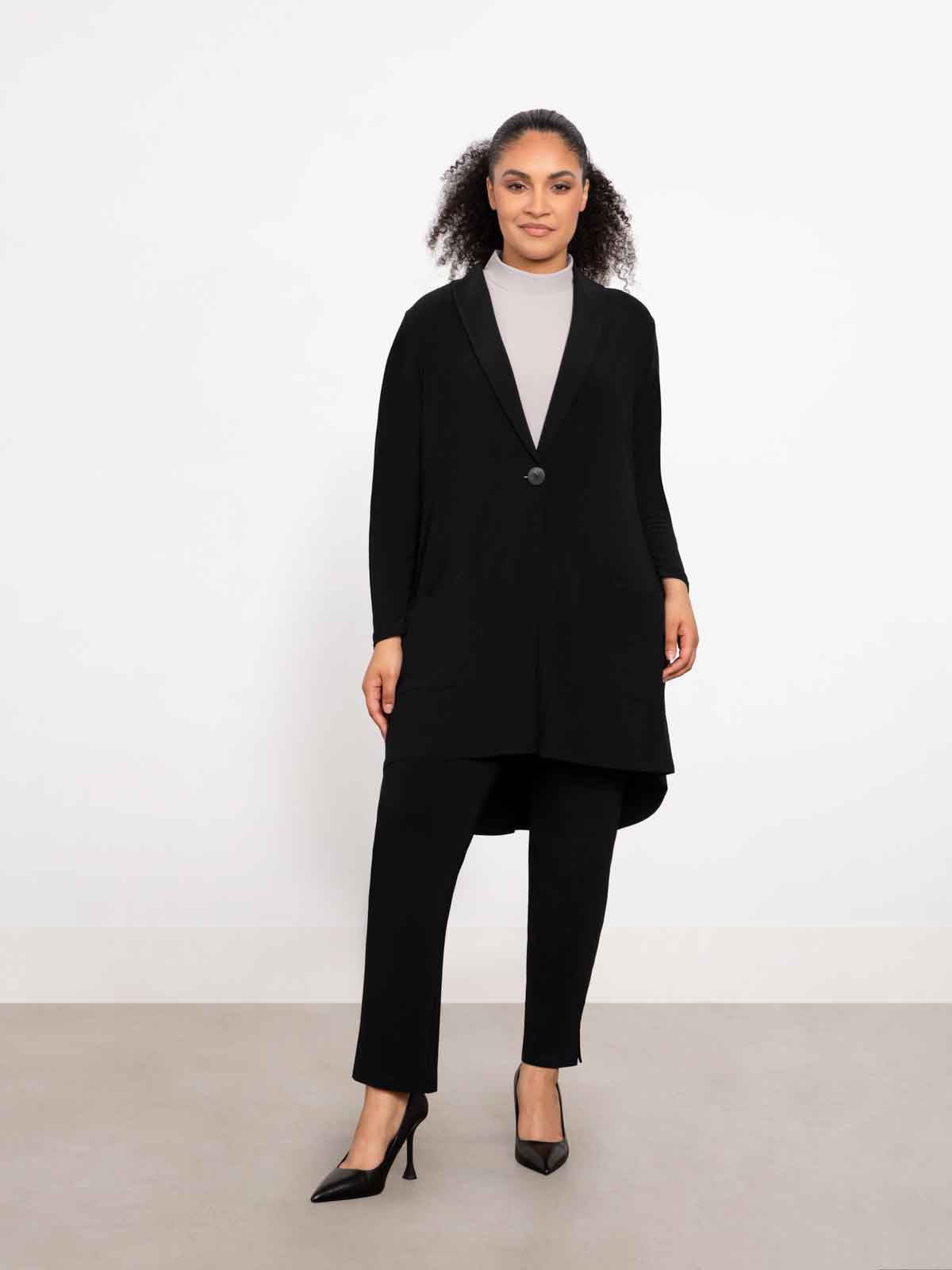Sympli Shawl Collar Pocket Cardigan, Black - Statement Boutique