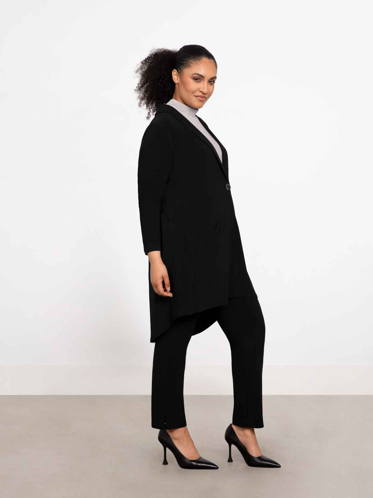 Sympli Shawl Collar Pocket Cardigan, Black - Statement Boutique
