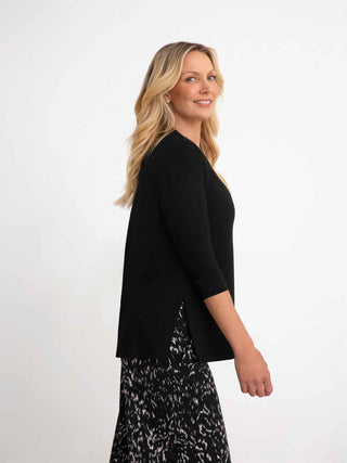 Sympli Square Neck Top, 3/4 Sleeve, Black - Statement Boutique