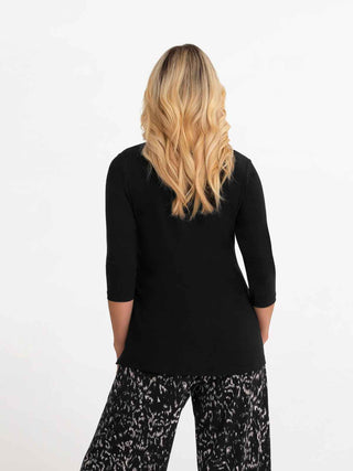 Sympli Square Neck Top, 3/4 Sleeve, Black - Statement Boutique