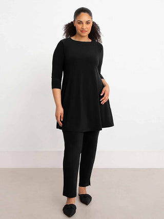 Sympli Trapeze Tunic, 3/4 Sleeve, Black - Statement Boutique