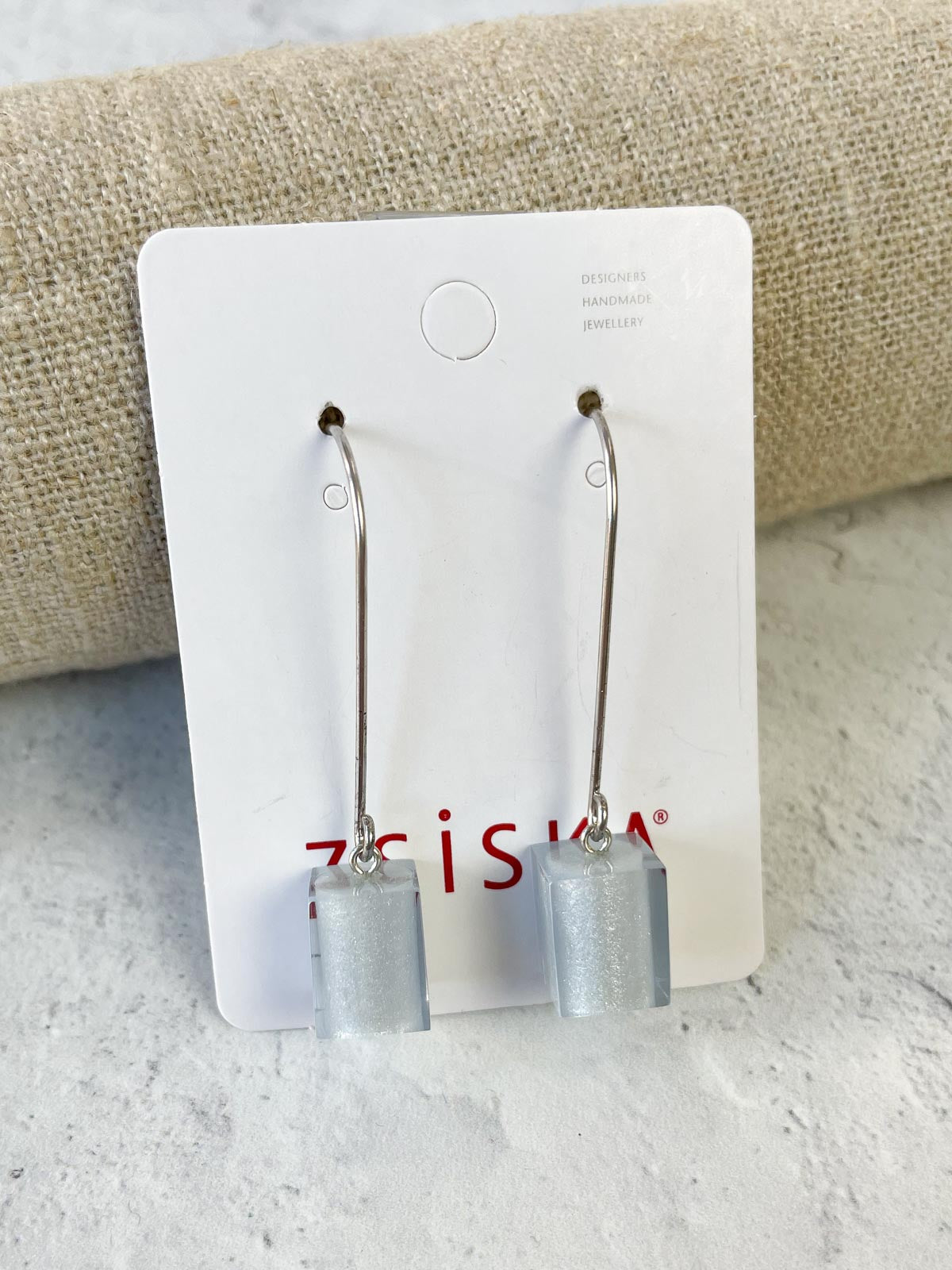 Zsiska Colorful Cubes Long Wire Earrings, Light Blue - Statement Boutique