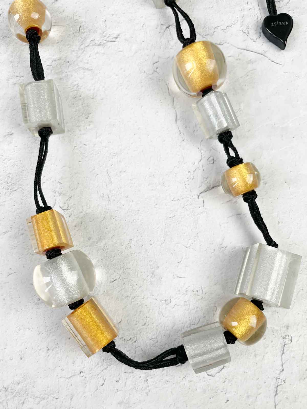 Zsiska Colorful Cubes Mix Bead Long Adjustable Necklace, Gold/Silver - Statement Boutique