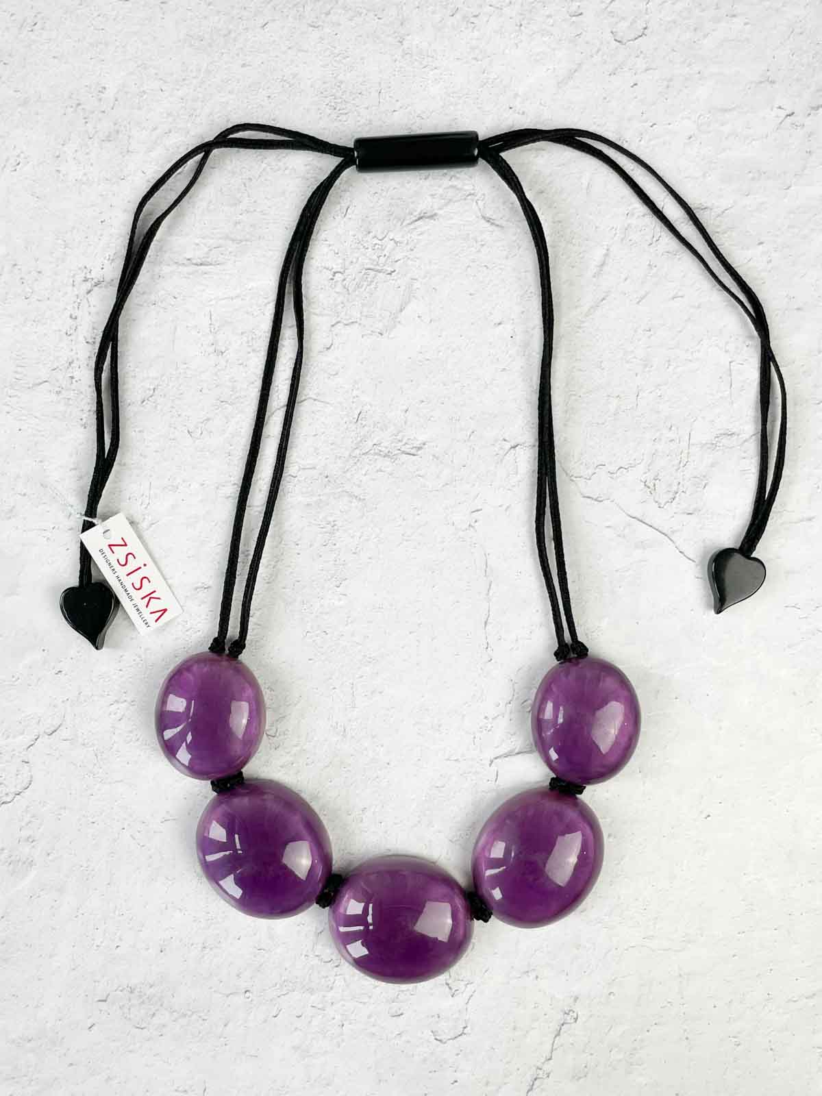 Zsiska Freya 5 Bead Necklace, Purple - Statement Boutique
