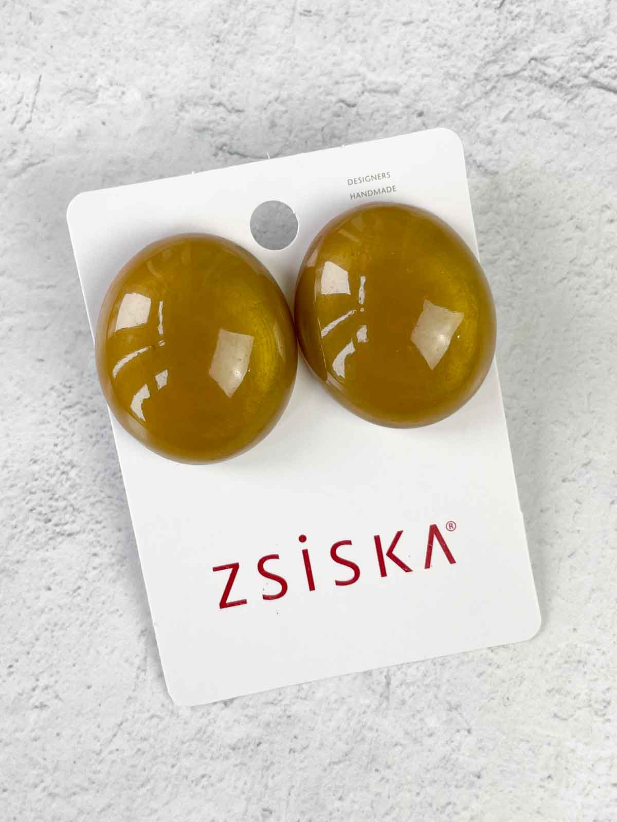 Zsiska Freya Oval Post Stud Earrings, Yellow - Statement Boutique