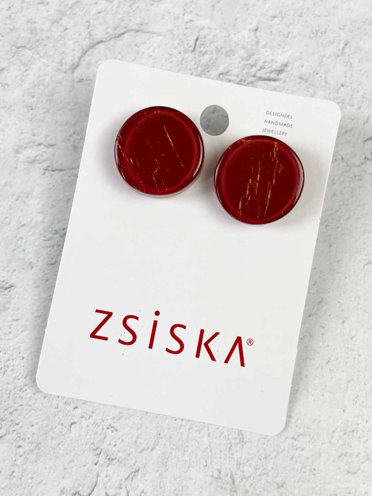 Zsiska Selene Small Post Stud Earrings, Red - Statement Boutique