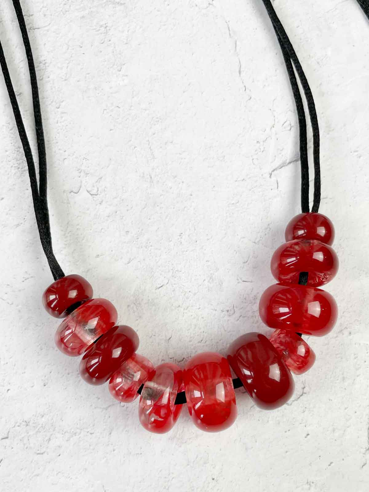 Zsiska Whimsical 11 Bead Necklace, Dark Red - Statement Boutique
